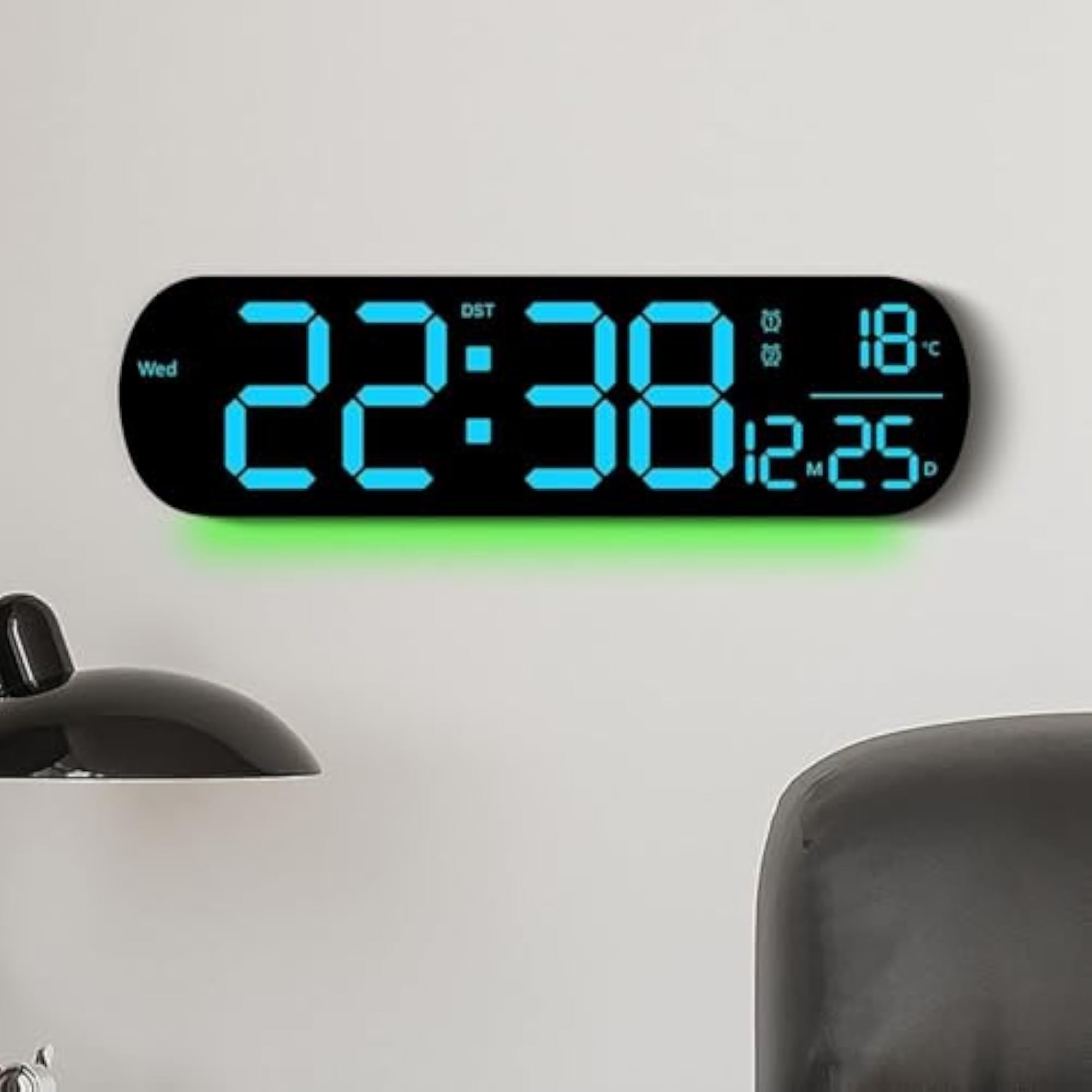 Digital Wall Clock with RGB Display Colors